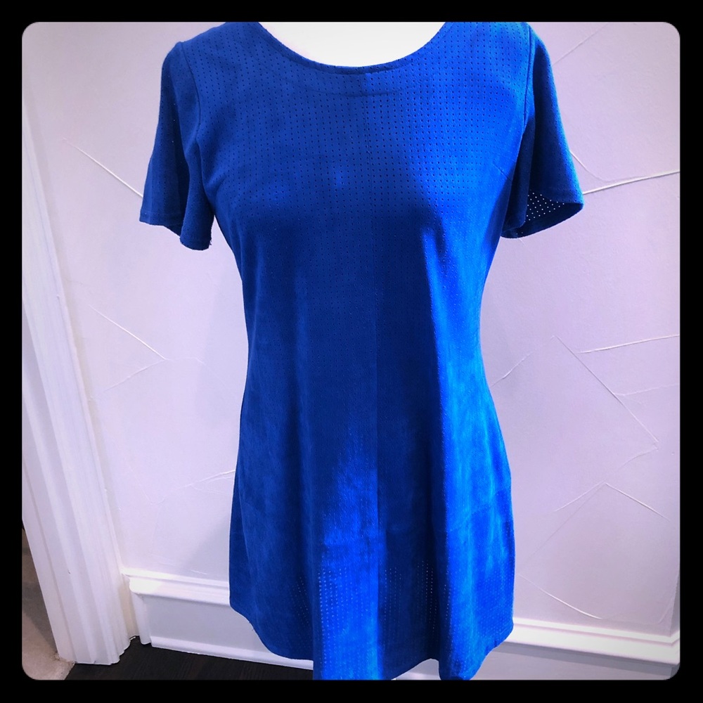 Ethereal suede like dress in royal blue